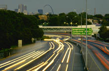 St. Louis Arch at Rushhour